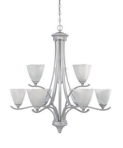 Designers Fountain Lighting 81989 MTP Bella Vista Collection Nine Light Hanging Chandelier in Matte Pewter Finish