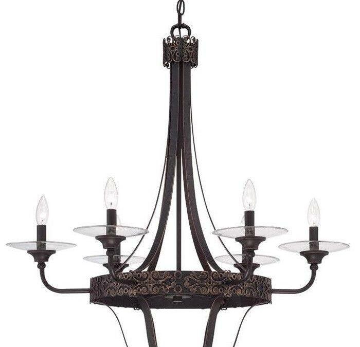Craftmade Lighting 36326 ABZG Amsden Collection Six Light Pendant Chandelier in Aged Bronze with Gold Finish