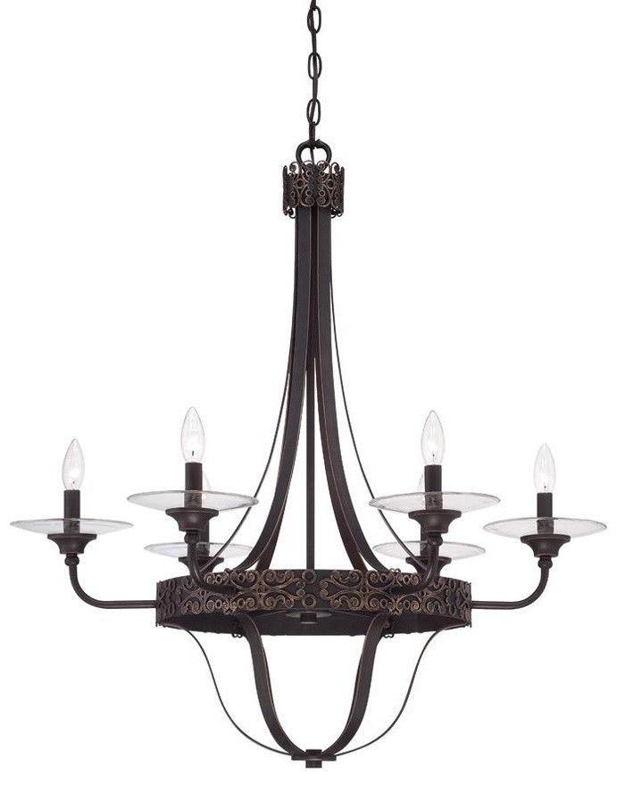 Craftmade Lighting 36326 ABZG Amsden Collection Six Light Pendant Chandelier in Aged Bronze with Gold Finish