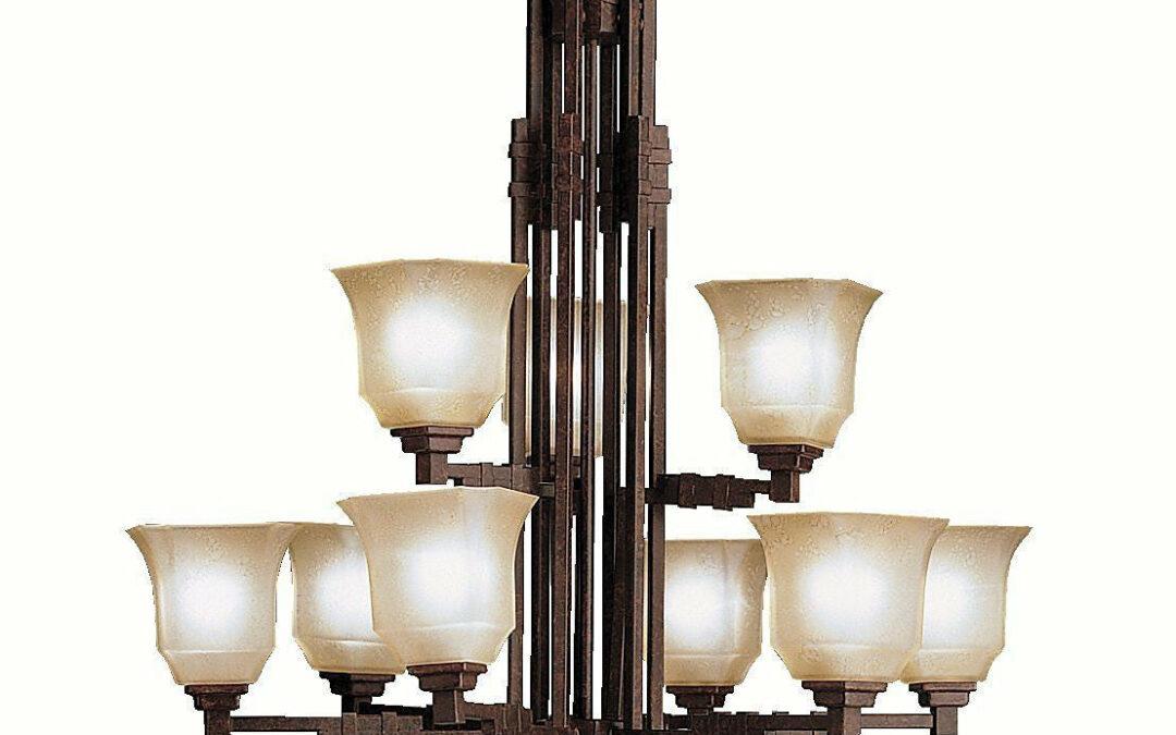 Kichler Lighting 1938TZ Nine Light Silverton Collection Hanging Chandelier in Tannery Bronze Finish