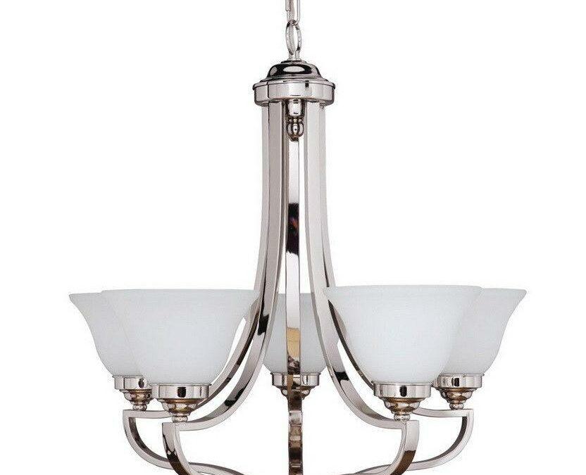 Craftmade Lighting 9827PLN5 Portia Collection Five Light Hanging Chandelier in Polished Nickel Finish