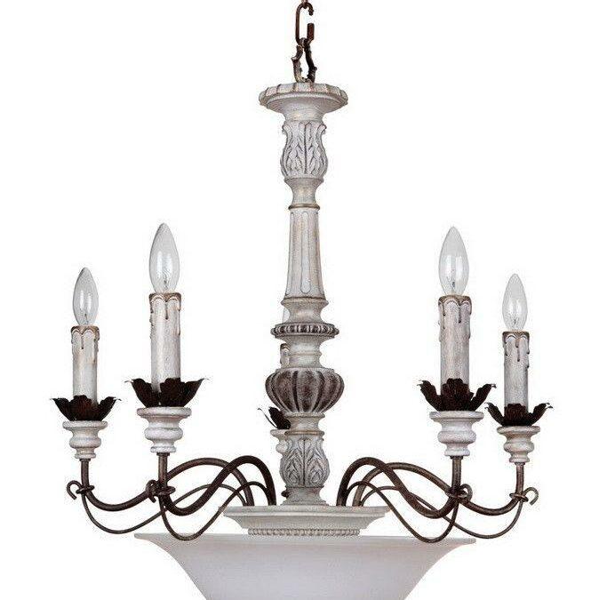 Craftmade Lighting 35227 AWBD Rosedale Collection Seven Light Chandelier in Antique White with Bronze Finish