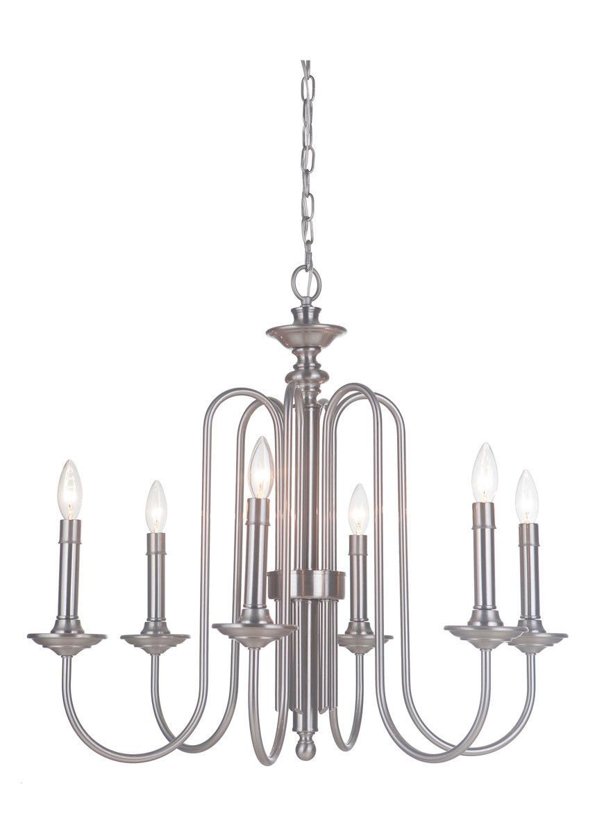 Craftmade Lighting 40726 PLN Avery Collection Six Light Hanging Chandelier in Polished Nickel Finish