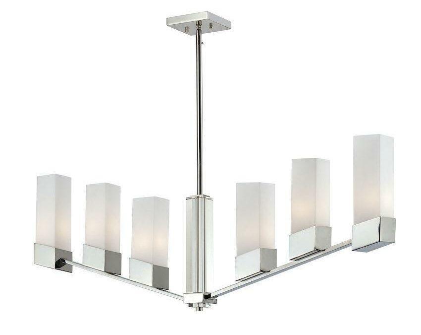 Z-Lite Lighting 607-6 Zen Collection Six Light Hanging Island Chandelier in Polished Chrome Finish