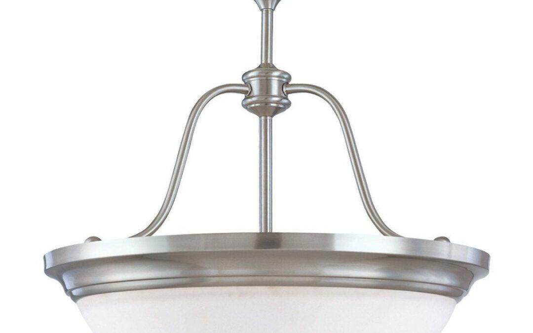 Nuvo Lighting 60-2561 Glenwood Collection Four Light Energy Star Rated Fluorescent Hanging Pendant Chandelier in Brushed Nickel Finish