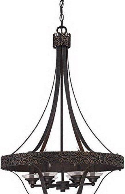 Craftmade Lighting 36336 ABZG Amsden Collection Six Light Pendant Chandelier in Aged Bronze with Gold Finish