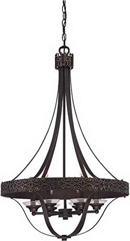 Craftmade Lighting 36336 ABZG Amsden Collection Six Light Pendant Chandelier in Aged Bronze with Gold Finish