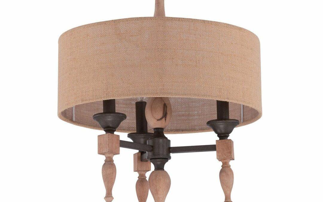 Craftmade Lighting 38153 JBZDO Glenwood Collection Three Light Convertible Semi Flush Ceiling or Hanging Pendant Chandelier in Light Aged Bronze and Distressed Oak Finish