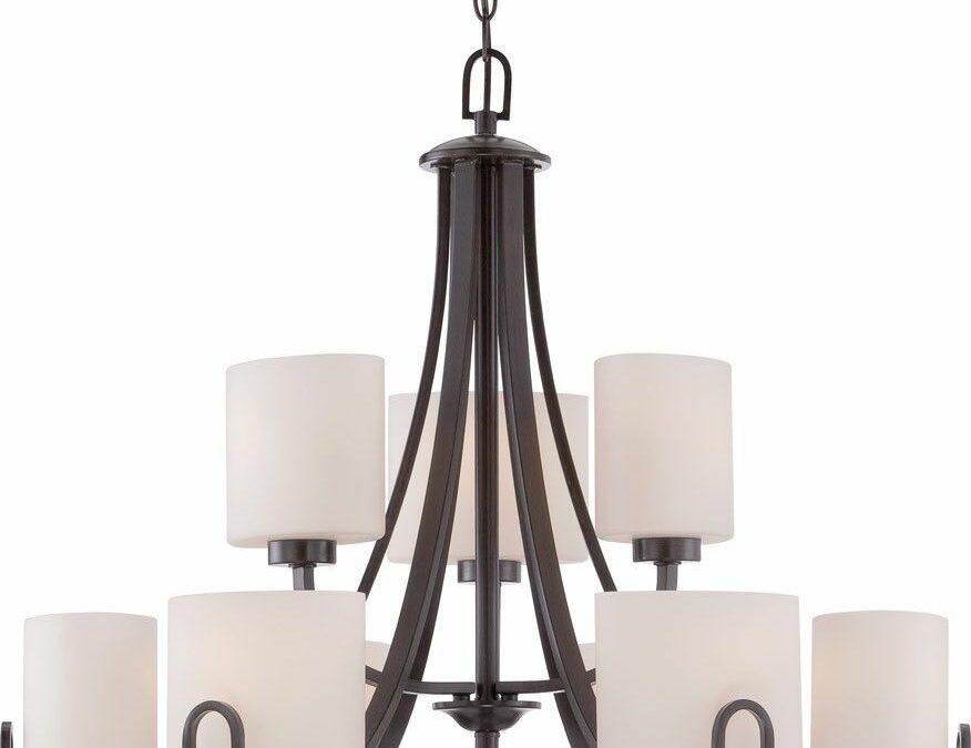 Nuvo Lighting 60-5399 Lola Collection Nine Light Hanging Chandelier in Georgetown Bronze Finish