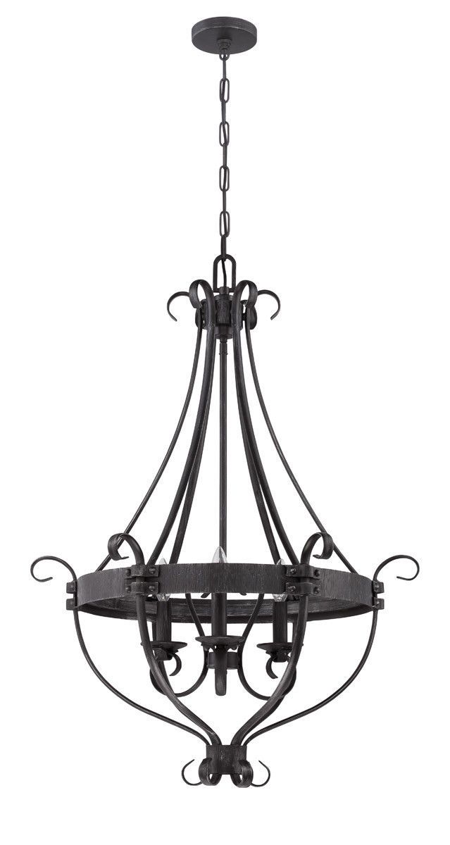 Craftmade Lighting 37943 CHL Ellsworth Collection Three Light Hanging Pendant Chandelier in Charcoal Finish