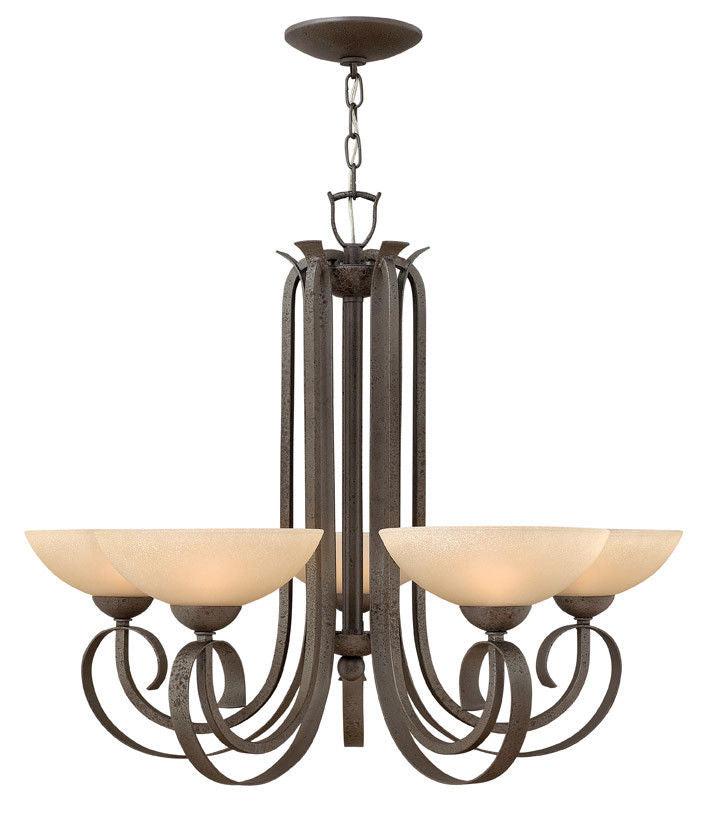 Hinkley Lighting 3765 FI Middlebury Collection Five Light Hanging Chandelier in Forged Iron Finish