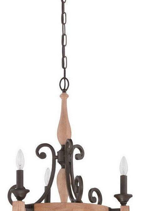 Craftmade Lighting 38123 JBZDO Glenwood Collection Three Light Hanging Chandelier in Light Aged Bronze and Distressed Oak Finish