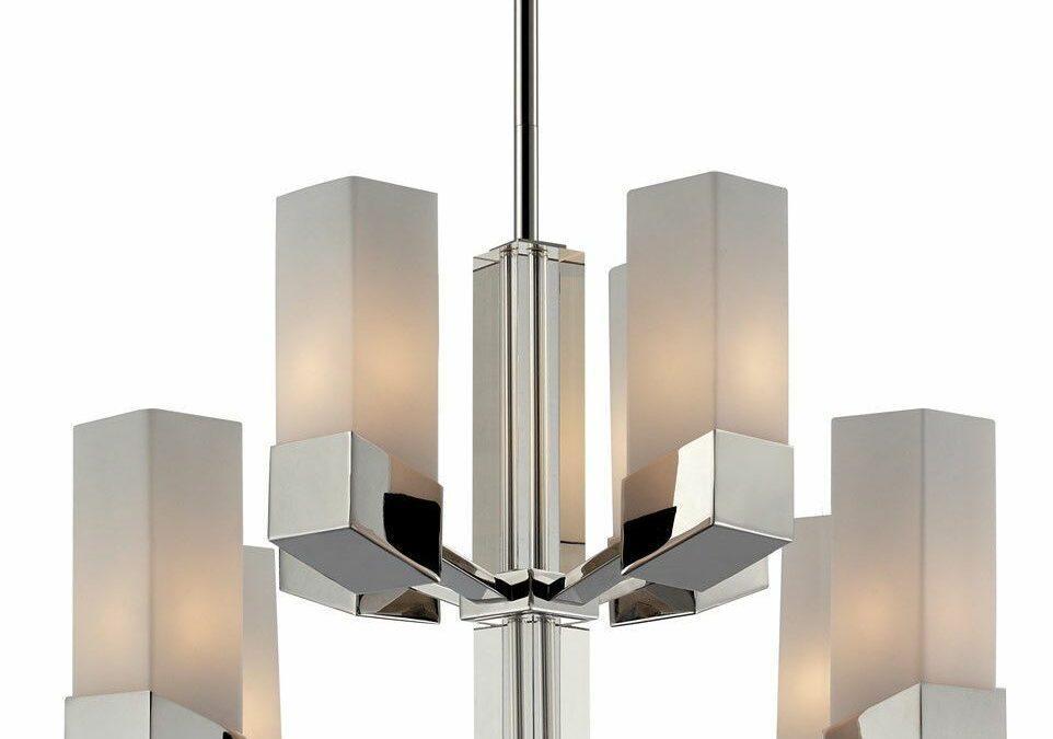Z-Lite Lighting 607-8 Zen Collection Eight Light Hanging Chandelier in Polished Chrome Finish