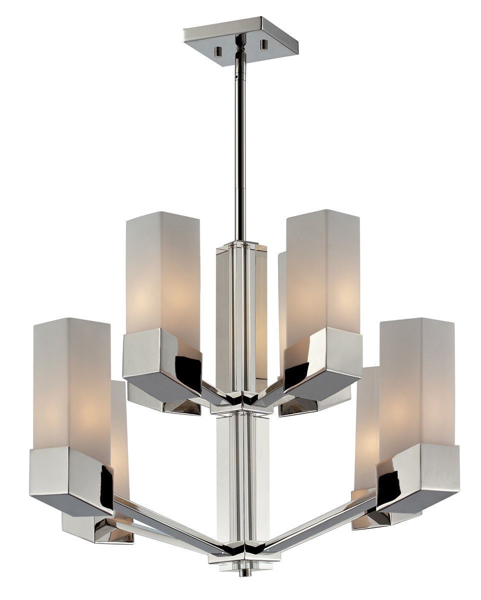 Z-Lite Lighting 607-8 Zen Collection Eight Light Hanging Chandelier in Polished Chrome Finish