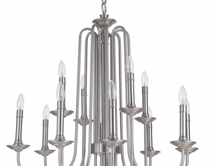 Craftmade Lighting 40712 PLN Avery Collection Twelve Light Hanging Chandelier in Polished Nickel Finish