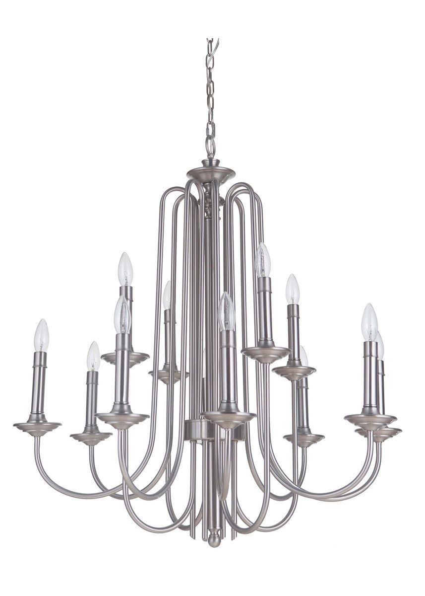 Craftmade Lighting 40712 PLN Avery Collection Twelve Light Hanging Chandelier in Polished Nickel Finish