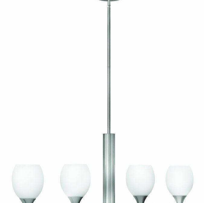 Hinkley Lighting Fredrick Ramond FR45734 BNI Opus Collection Four Light Linear Hanging Pendant Chandelier in Brushed Nickel Finish