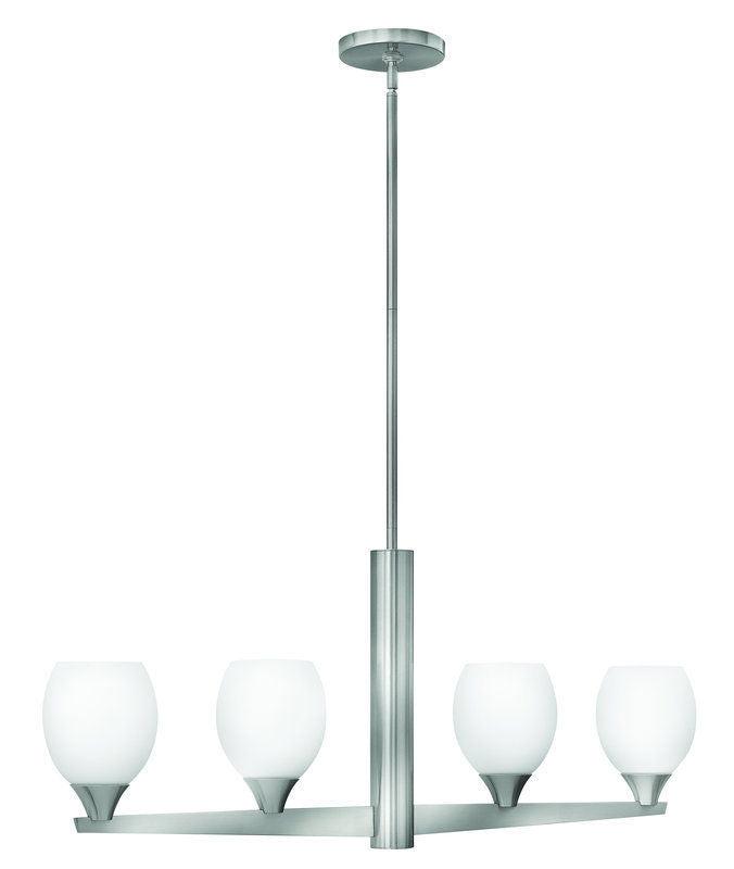 Hinkley Lighting Fredrick Ramond FR45734 BNI Opus Collection Four Light Linear Hanging Pendant Chandelier in Brushed Nickel Finish