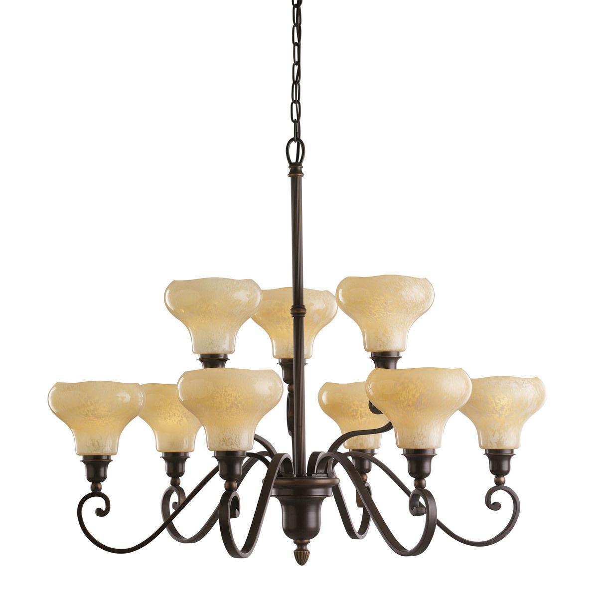 Kichler Lighting 1711 OLZ Nine Light Elliston Collection Hanging Chandelier in Oiled Bronze Finish