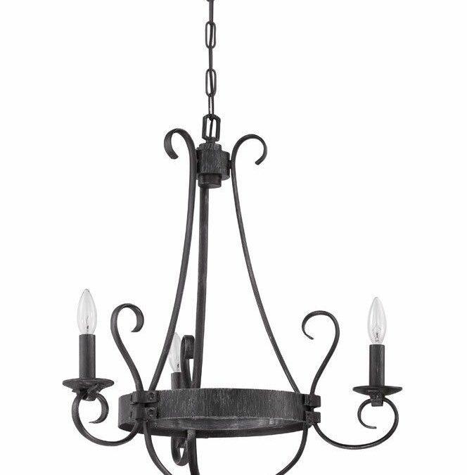 Craftmade Lighting 37923 CHL Ellsworth Collection Three Light Chandelier in Charcoal Finish