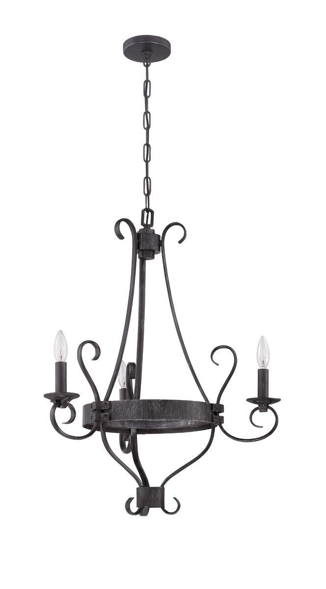 Craftmade Lighting 37923 CHL Ellsworth Collection Three Light Chandelier in Charcoal Finish