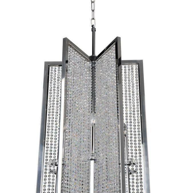 Kalco Lighting 10138-010-FR001 Rockefeller Collection Six Light Hanging Pendant Chandelier in Polished Chrome Finish