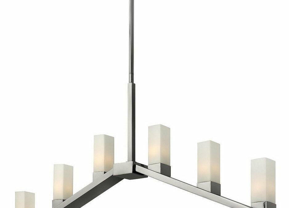 Hinkley Lighting Fredrick Ramond FR47206PN Omni Collection Six Light Linear Hanging Island Pendant Chandelier in Polished Nickel Finish