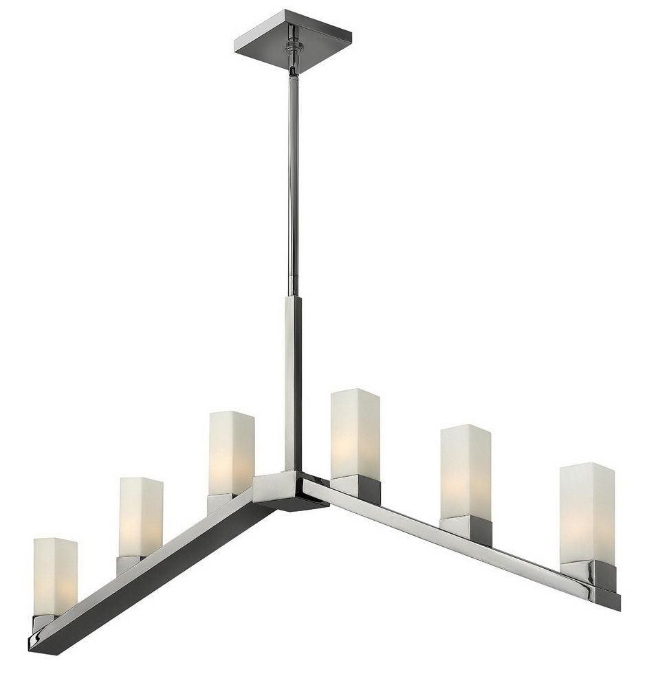 Hinkley Lighting Fredrick Ramond FR47206PN Omni Collection Six Light Linear Hanging Island Pendant Chandelier in Polished Nickel Finish