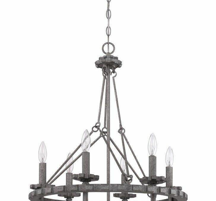 Craftmade Lighting 38636 AGV Prime Collection Six Light Hanging Chandelier in Aged Galvanized Finish