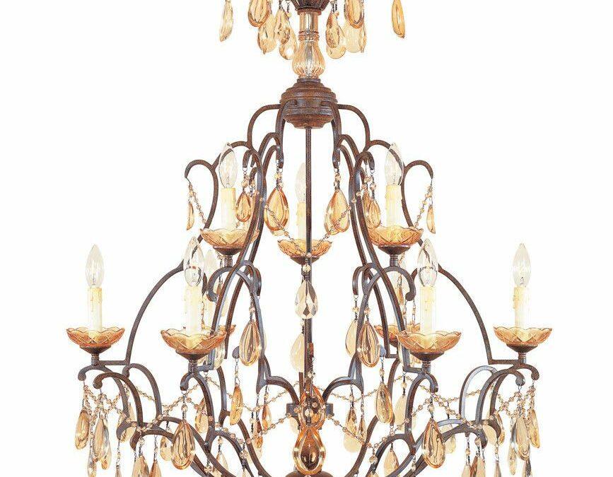 Designers Fountain Lighting 98389-VBR Bollo Collection Nine Light Crystal Chandelier in Venetian Bronze Finish