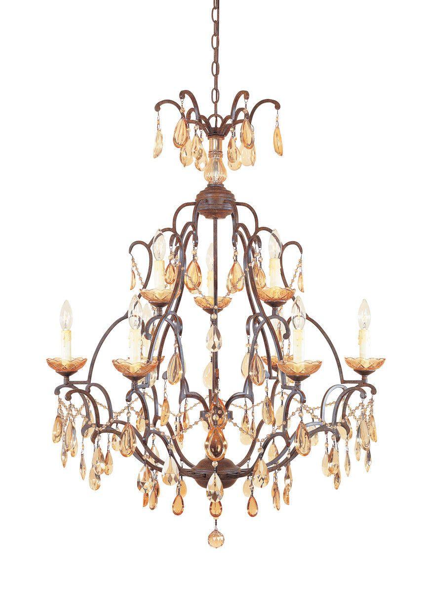 Designers Fountain Lighting 98389-VBR Bollo Collection Nine Light Crystal Chandelier in Venetian Bronze Finish
