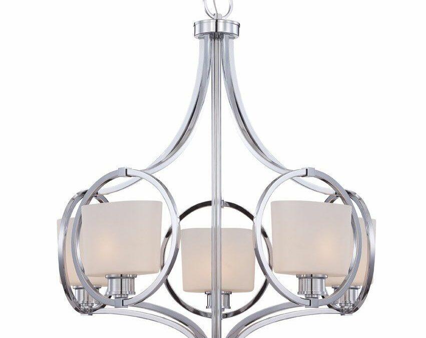 Designers Fountain Lighting 84085-CH Mirage Collection Five Light Hanging Chandelier in Polished Chrome Finish