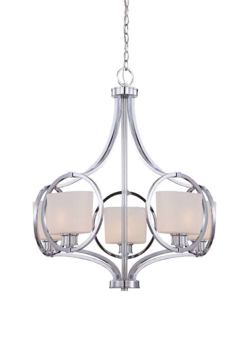 Designers Fountain Lighting 84085-CH Mirage Collection Five Light Hanging Chandelier in Polished Chrome Finish
