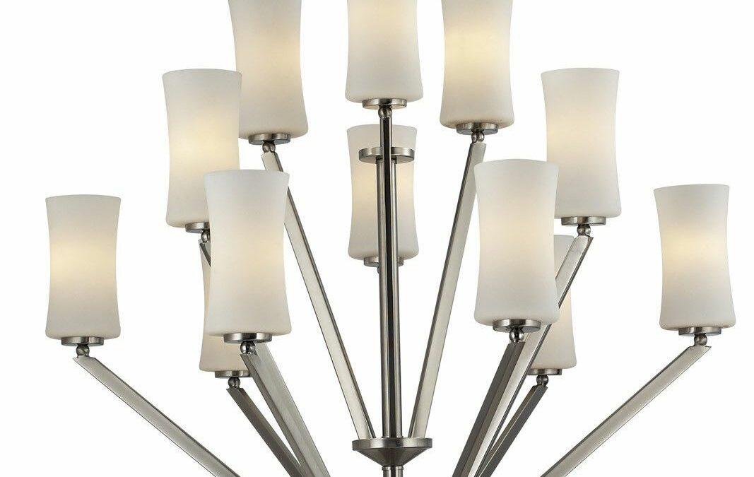 Z-Lite Lighting 609-12-BN Elite Collection Twelve Light Hanging Chandelier in Brushed Nickel Finish