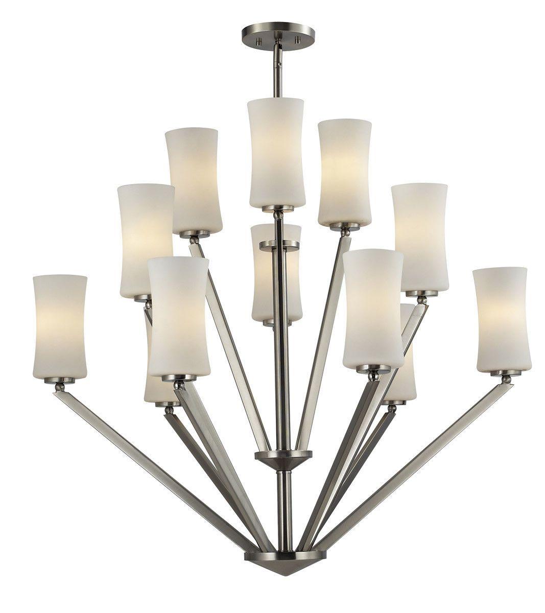 Z-Lite Lighting 609-12-BN Elite Collection Twelve Light Hanging Chandelier in Brushed Nickel Finish
