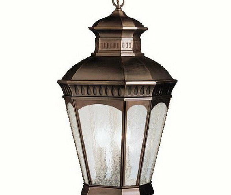 Aztec 39912 By Kichler Lighting Elgin Collection Three Light Outdoor Hanging Lantern in Burnished Bronze Finish