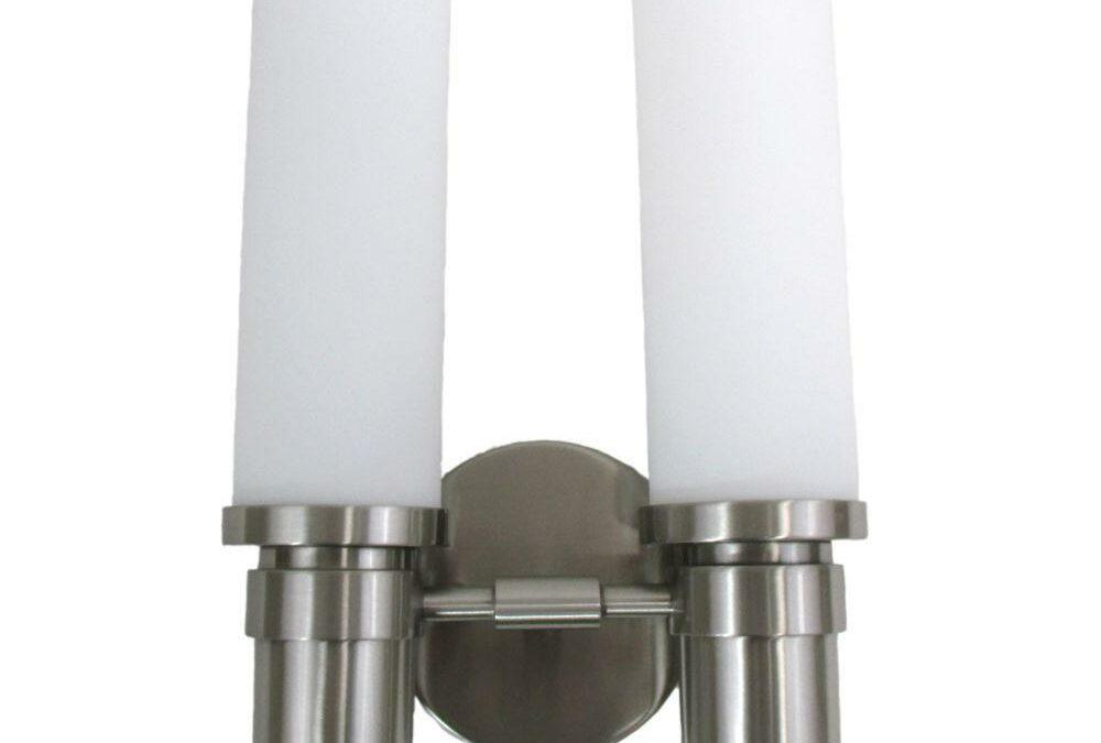 Oxygen Lighting 2-595-124 Two Light Pebble Collection Energy Efficient Fluorescent Wall Sconce in Satin Nickel Finish