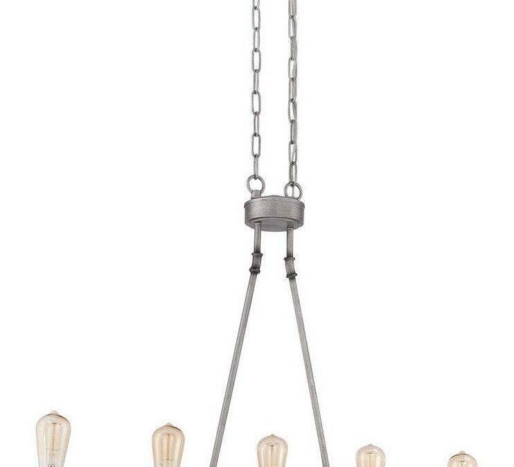 Craftmade Lighting 37875 AGV Hadley Collection Five Light Hanging Linear Chandelier in Aged Galvanized Finish