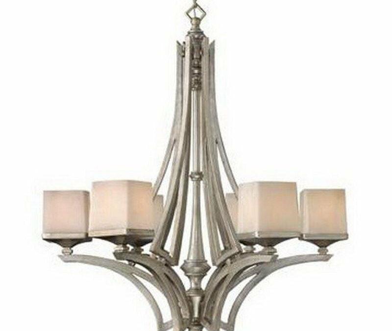 Hinkley Lighting Fredrick Ramond FR49196 SLF San Simeon Collection Six Light Hanging Chandelier in Silver Leaf Finish