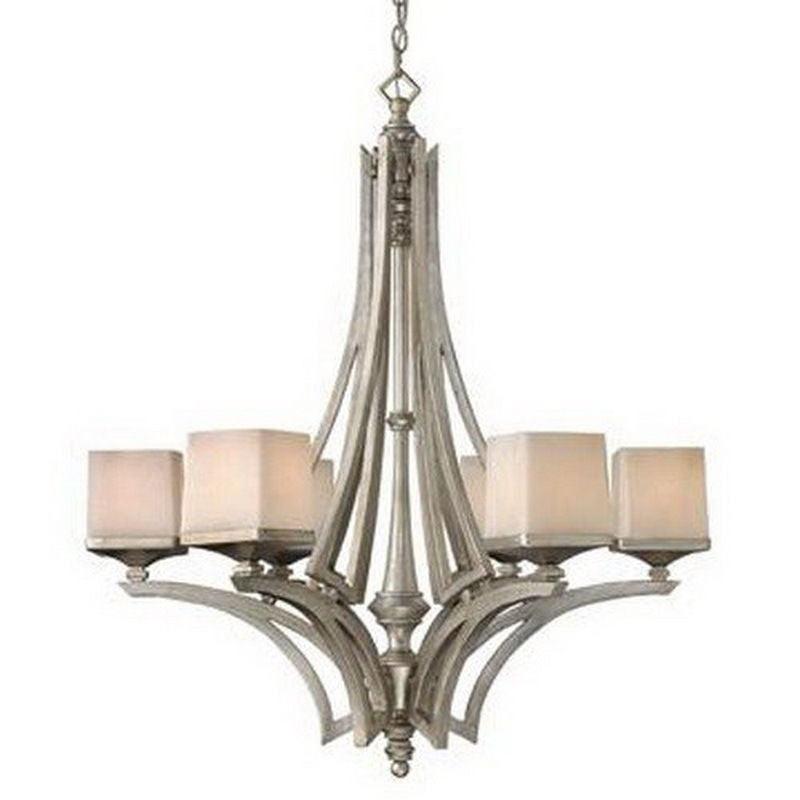 Hinkley Lighting Fredrick Ramond FR49196 SLF San Simeon Collection Six Light Hanging Chandelier in Silver Leaf Finish