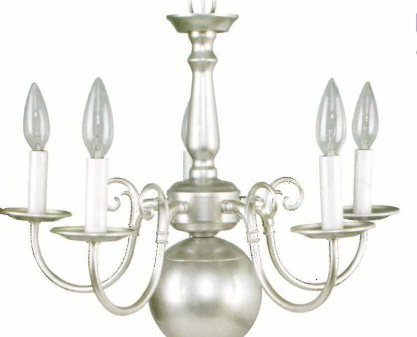 Leadco Lighting 1211 SLM Five Light Chandelier in Silver Mist Finish