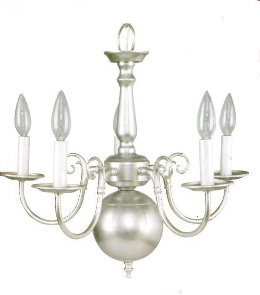 Leadco Lighting 1211 SLM Five Light Chandelier in Silver Mist Finish