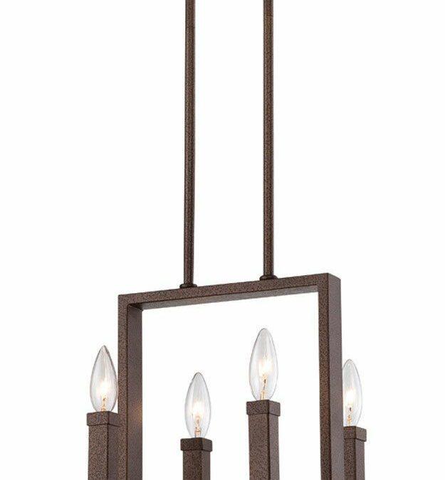 Designers Fountain Lighting 84384-FBZ Fieldhouse Collection Four Light Hanging Pendant Chandelier in Flemish Bronze Finish