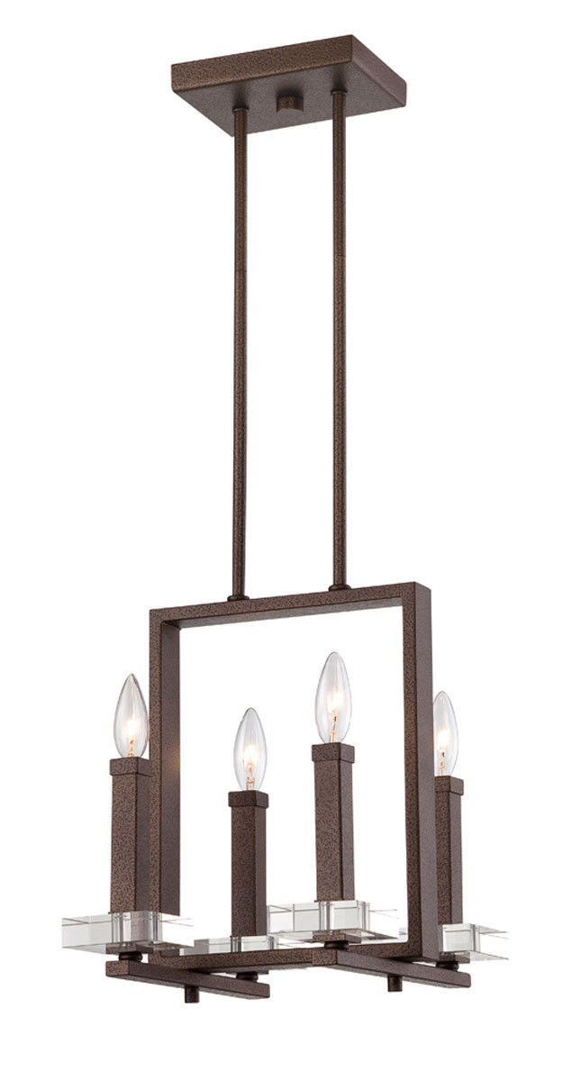 Designers Fountain Lighting 84384-FBZ Fieldhouse Collection Four Light Hanging Pendant Chandelier in Flemish Bronze Finish
