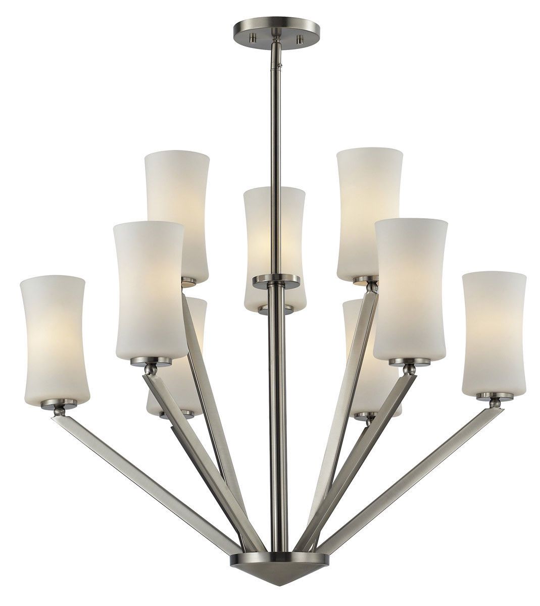 Z-Lite Lighting 609-3+6-BN Elite Collection Nine Light Hanging Chandelier in Brushed Nickel Finish