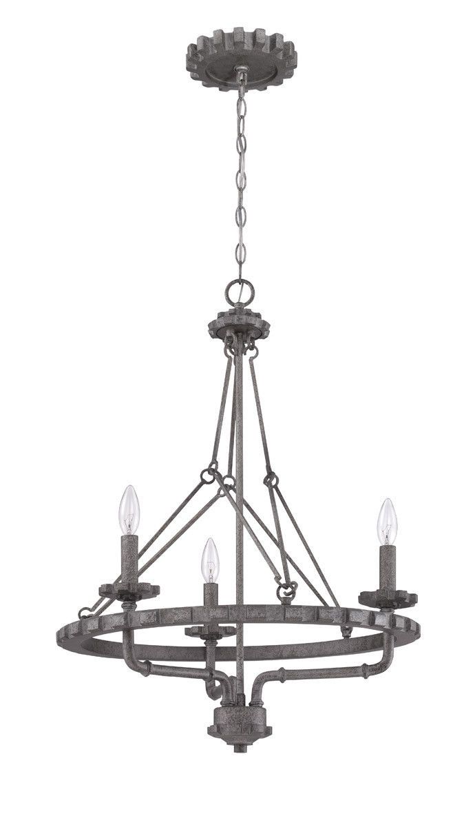 Craftmade Lighting 38633 AGV Prime Collection Three Light Hanging Chandelier in Aged Galvanized Finish