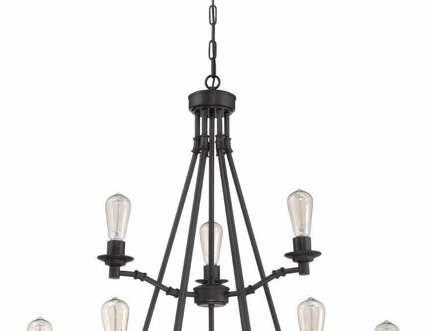 Craftmade Lighting 37829 ABZ Hadley Collection Nine Light Hanging Chandelier in Aged Bronze Fiinish