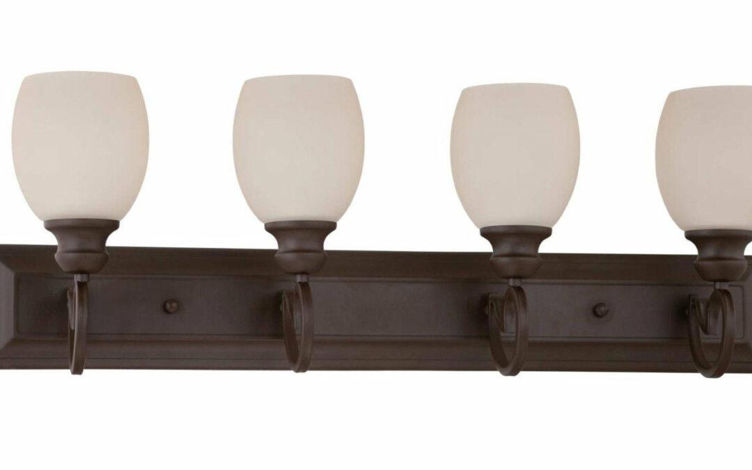 Sunset Lighting F13074-47 Abney Collection Four Light Bath Vanity Wall Fixture in Rustico Bronze Finish