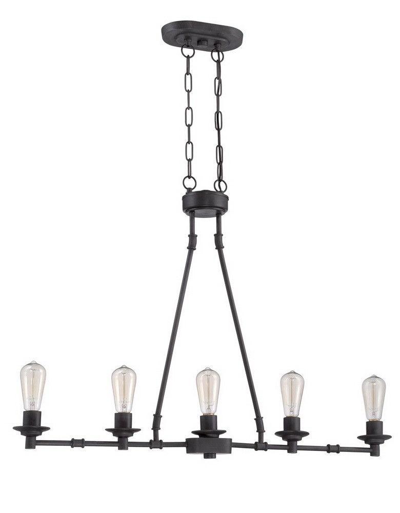 Craftmade Lighting 37875 ABZ Hadley Collection Five Light Hanging Linear Chandelier in Aged Bronze Finish
