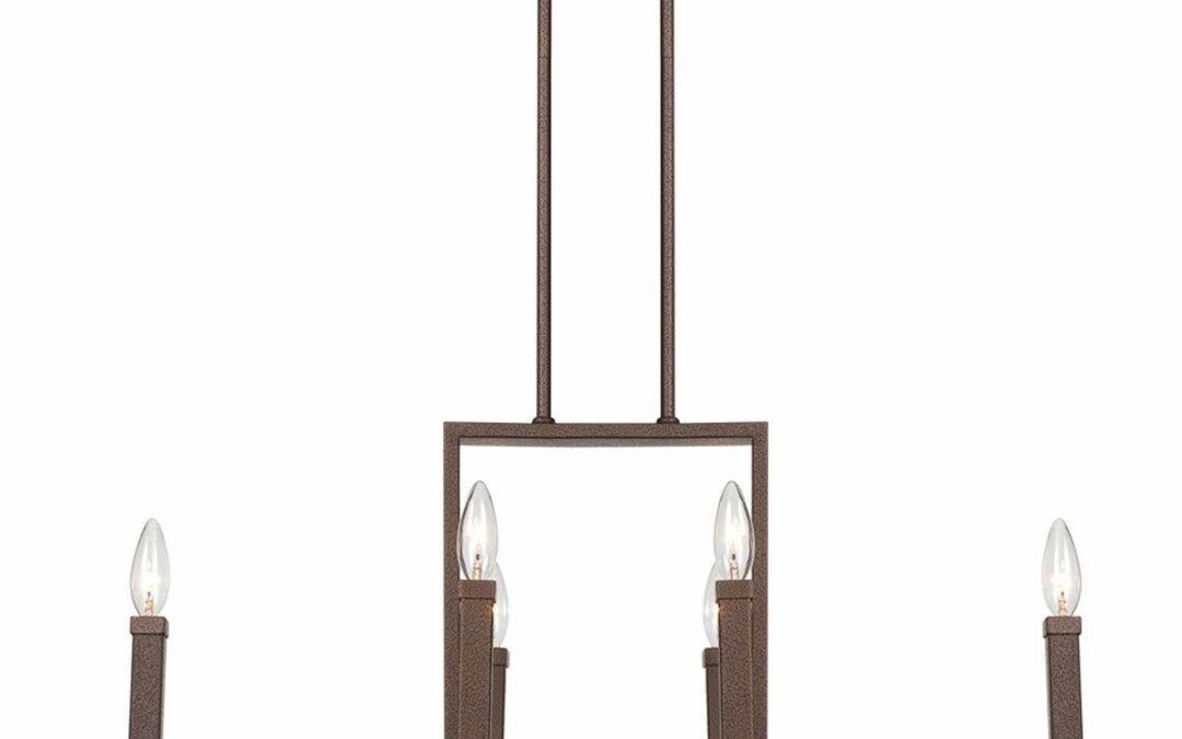 Designers Fountain Lighting 84386-FBZ Fieldhouse Collection Six Light Hanging Island Linear Chandelier in Flemish Bronze Finish